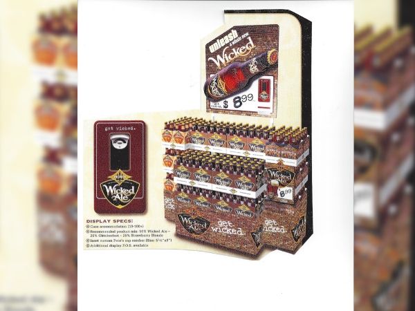 an example of 20 case display called "Unleash a whole new wicked"-  How to merchandise craft beer through floor display