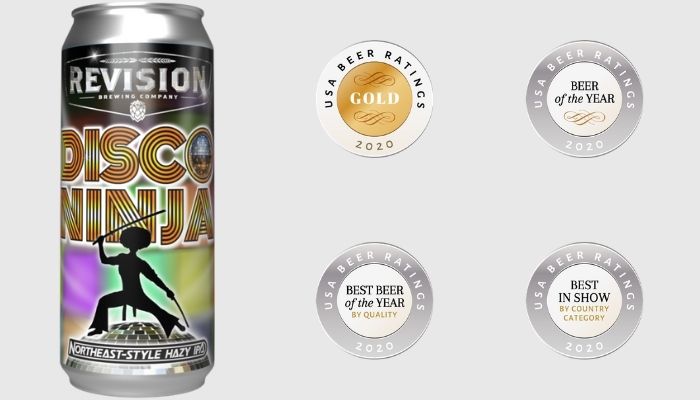 Disco Ninja - NE-Style Hazy India Pale Ale winning the beer of the year award by quality, value and package at 2020 USA Beer Ratings